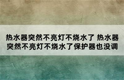 热水器突然不亮灯不烧水了 热水器突然不亮灯不烧水了保护器也没调